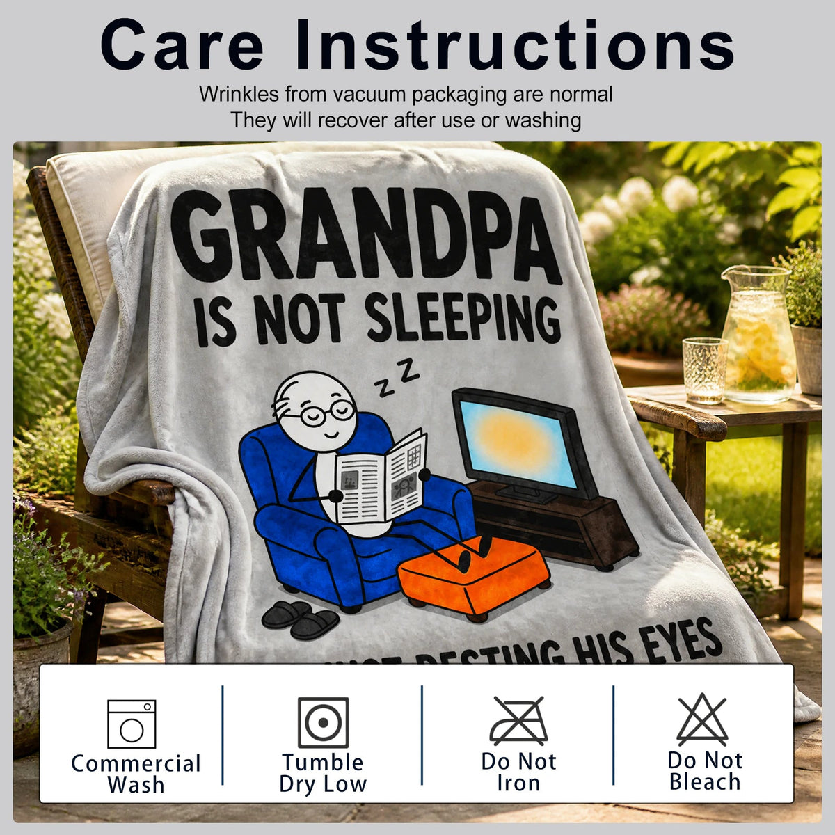 Fun Grandpa Blanket ,Novel Gift for Old Men from Children,Printed Flannel Blanket,Perfect Gifts for Birthdays,Father's Day,Christmas,Dimensions 60 in*50 in - GRANDPA - Grey