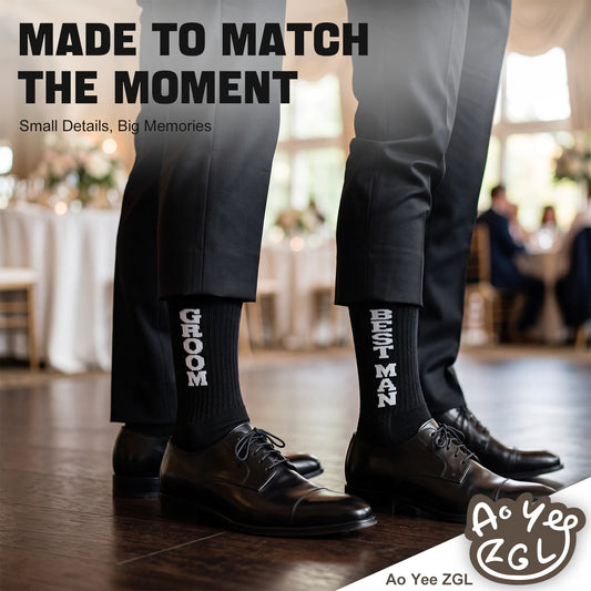 Mens Groomsmen Socks, Crew Wedding Gifts,Best Men,Size US 6-12 - BEST MAN