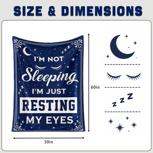 Novel Resting Gifts for women,I'M NOT Sleeping,I'M JUST RESTING MY EYES Flannel Blanket,Funny Gifts on Birthdays Christmas Mother's Day,Size 60 in x 50 in - Women Eyelashes - B