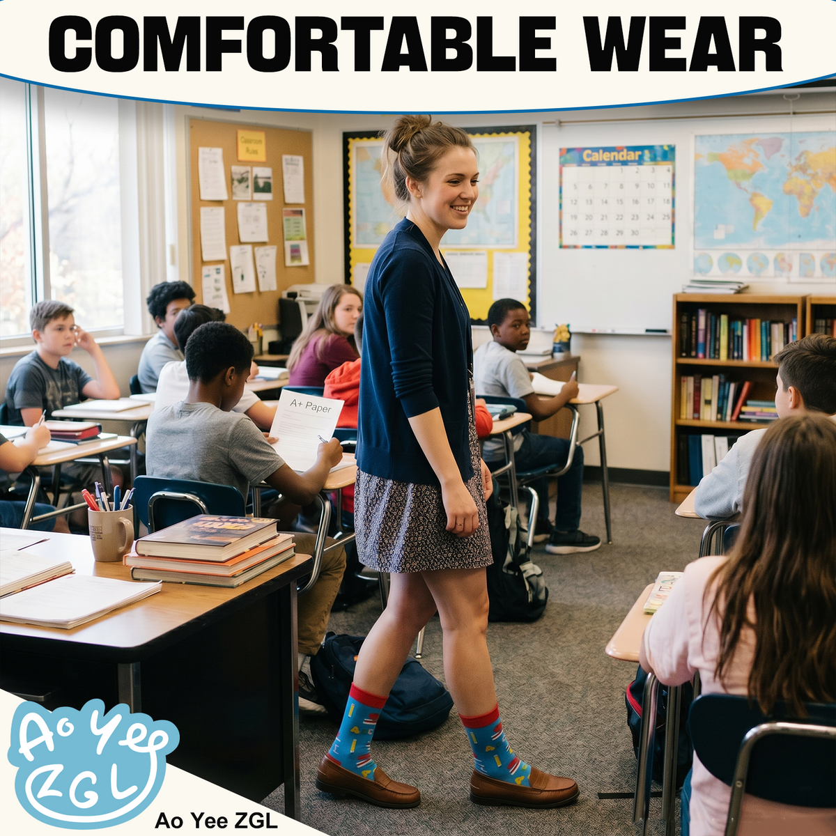 Funny Teacher Appreciation Socks – 5 Gift Designs, Unisex Size 6–12