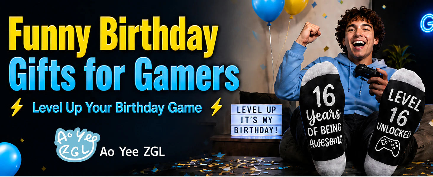 13th,16th,18th Birthday Gaming Socks,Fun Birthday Gifts for 13,16,18 Years Old Teen Boys ,Novelty Gifts for Gamer details 1