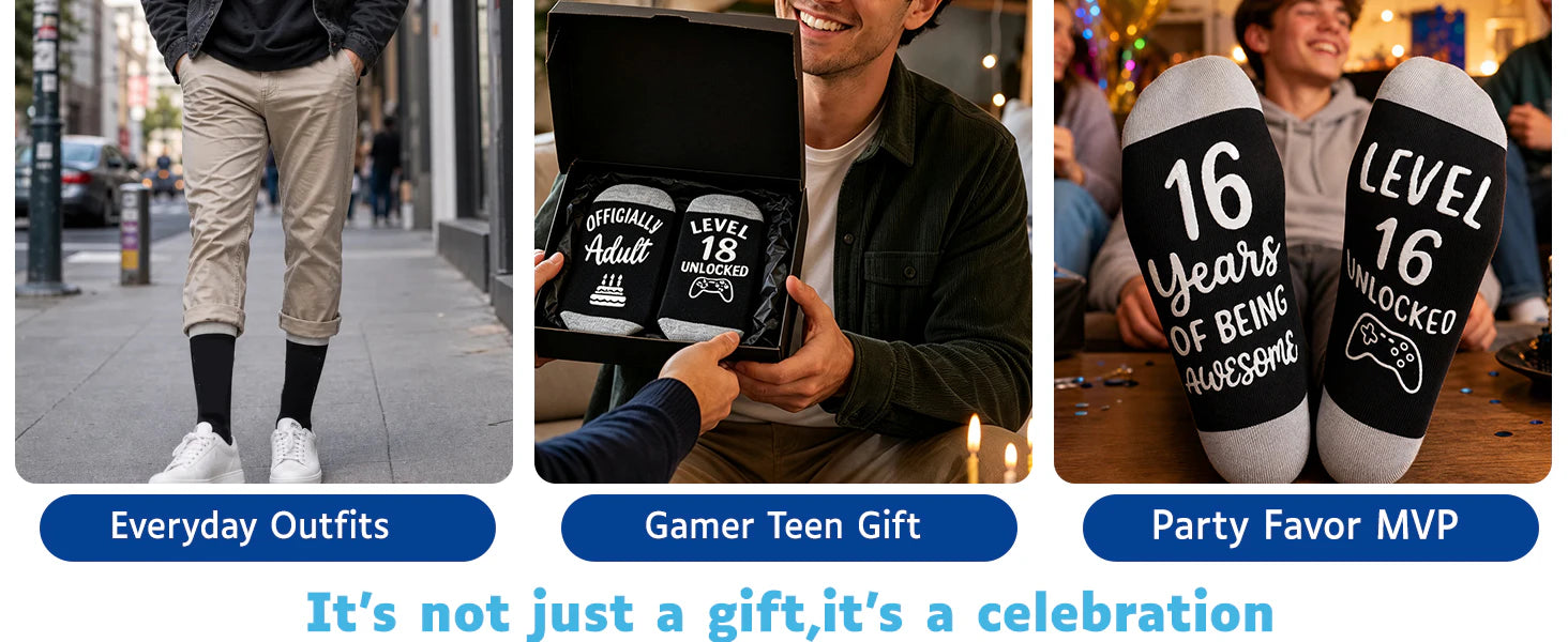 13th,16th,18th Birthday Gaming Socks,Fun Birthday Gifts for 13,16,18 Years Old Teen Boys ,Novelty Gifts for Gamer details 4