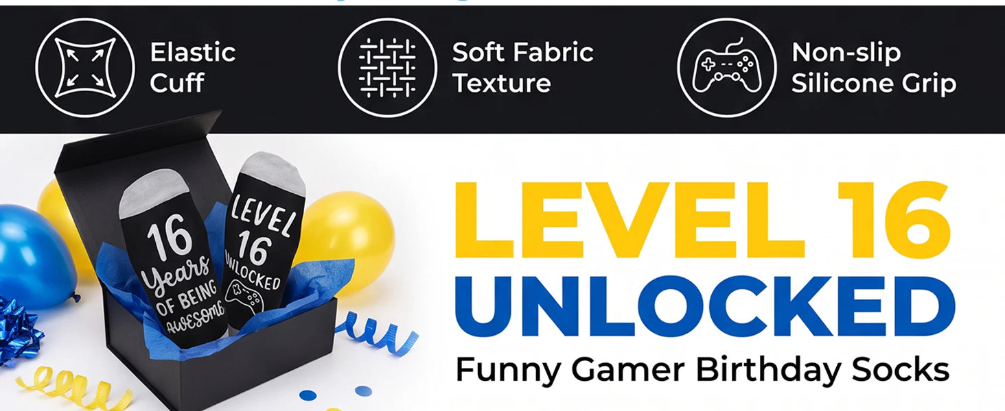13th,16th,18th Birthday Gaming Socks,Fun Birthday Gifts for 13,16,18 Years Old Teen Boys ,Novelty Gifts for Gamer details 5