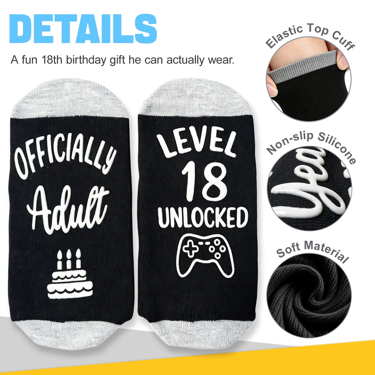 13th,16th,18th Birthday Gaming Socks,Fun Birthday Gifts for 13,16,18 Years Old Teen Boys ,Novelty Gifts for Gamer - Gaming Socks-18