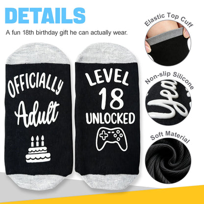 13th,16th,18th Birthday Gaming Socks,Fun Birthday Gifts for 13,16,18 Years Old Teen Boys ,Novelty Gifts for Gamer - Gaming Socks-18