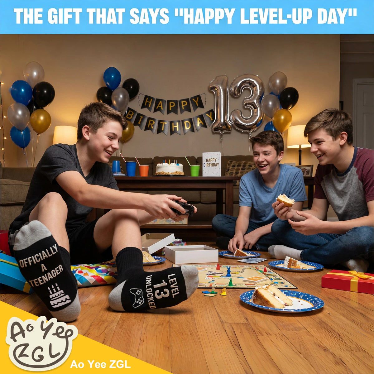 13th,16th,18th Birthday Gaming Socks,Fun Birthday Gifts for 13,16,18 Years Old Teen Boys ,Novelty Gifts for Gamer - Gaming Socks-13