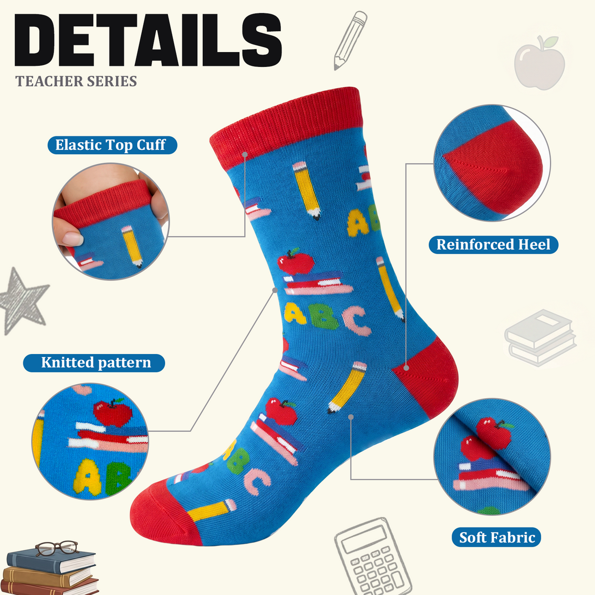 Funny Teacher Appreciation Socks – 5 Gift Designs, Unisex Size 6–12