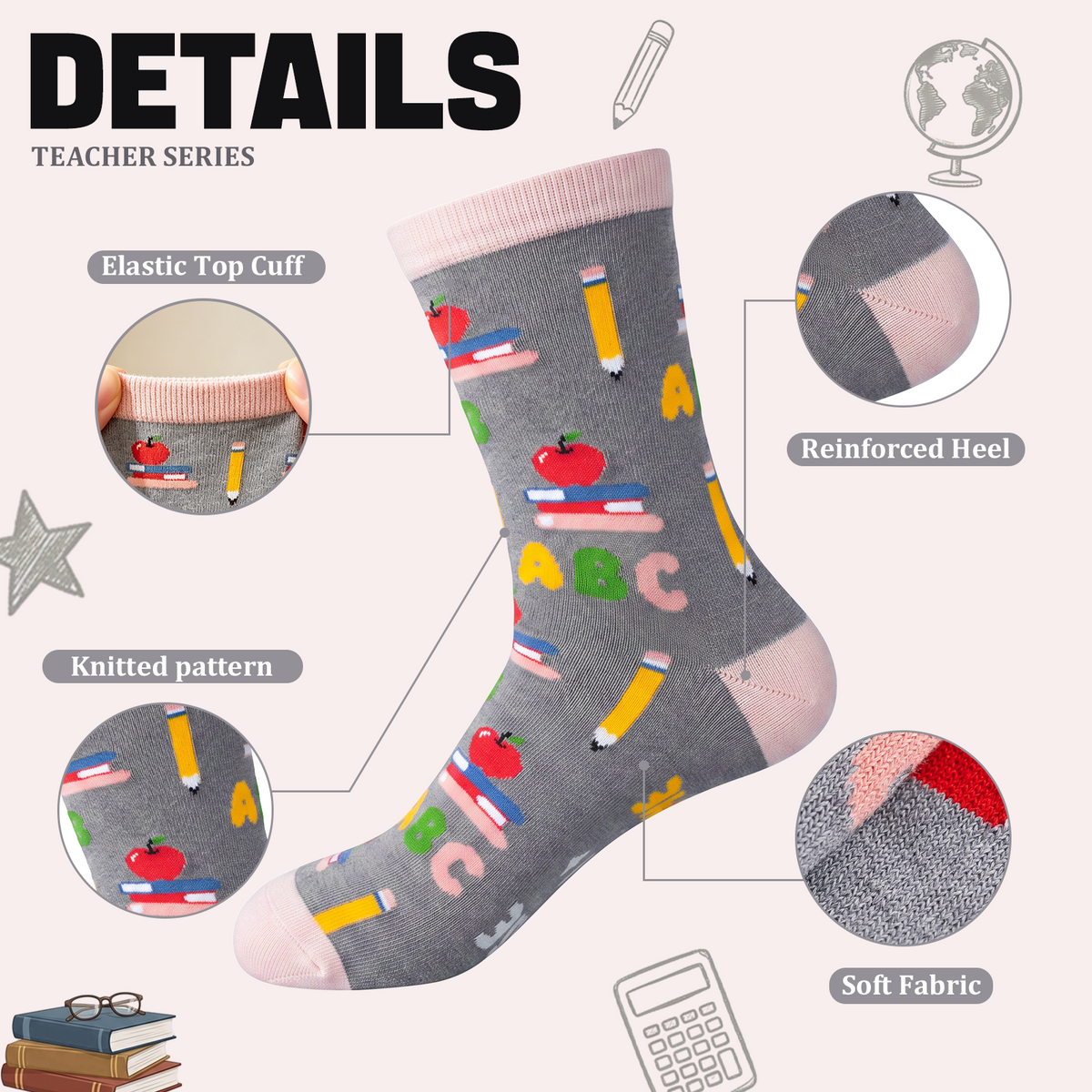Funny Teacher Appreciation Socks – 5 Gift Designs, Unisex Size 6–12