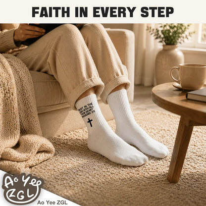 3 Pairs Christian Socks,Novelty Christian Easter Basket Stuffing - Proverbs 3:5 - White
