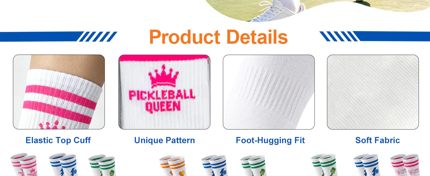 3 Pairs Pickleball Athletic Socks,Women's Sports Ankle Socks,Gifts for Pickleball Lovers and Women details 2