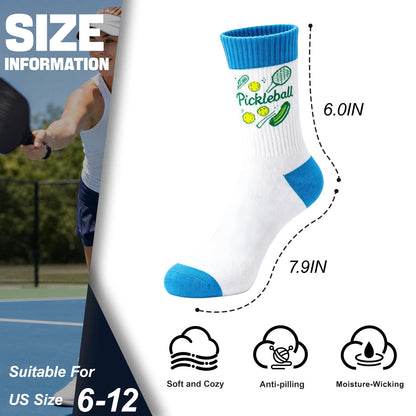 3 Pairs Pickleball Athletic Socks,Women's Sports Ankle Socks,Gifts for Pickleball Lovers and Women - Pink+Blue+Black