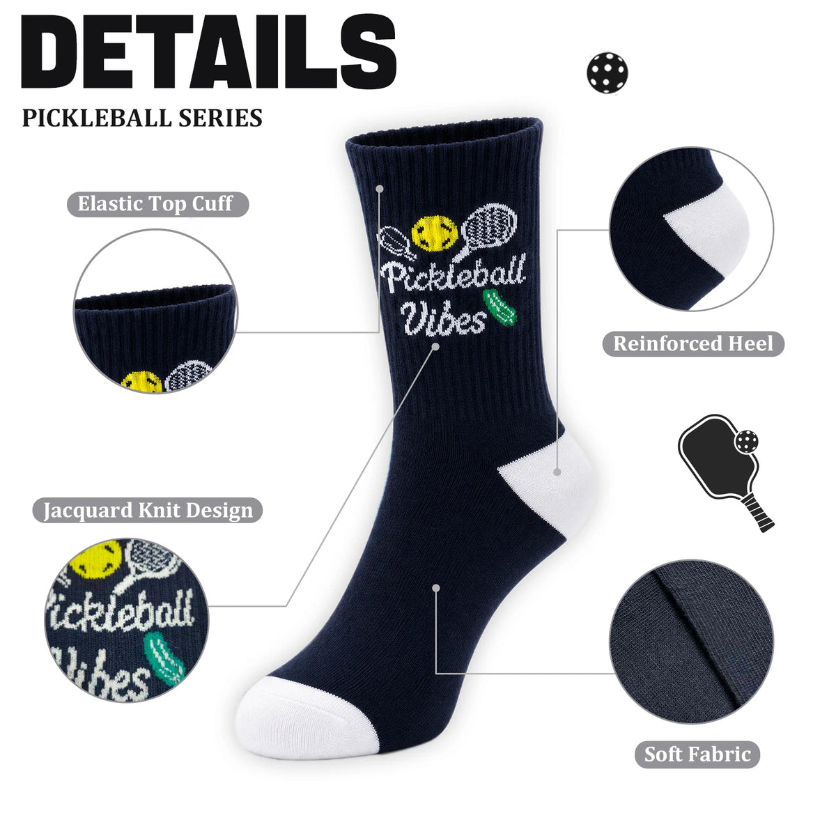 3 Pairs Pickleball Athletic Socks,Women's Sports Ankle Socks,Gifts for Pickleball Lovers and Women - Pink+Blue+Black