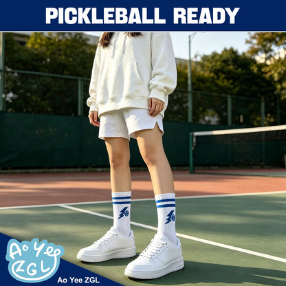3 Pairs Pickleball Athletic Socks,Women's Sports Ankle Socks,Gifts for Pickleball Lovers and Women - Blue+Green+Orange