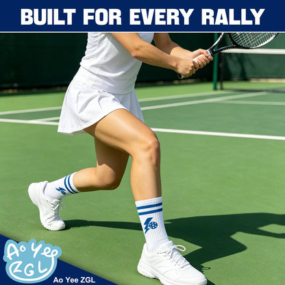 3 Pairs Pickleball Athletic Socks,Women's Sports Ankle Socks,Gifts for Pickleball Lovers and Women - Pink Crown+Blue+Green