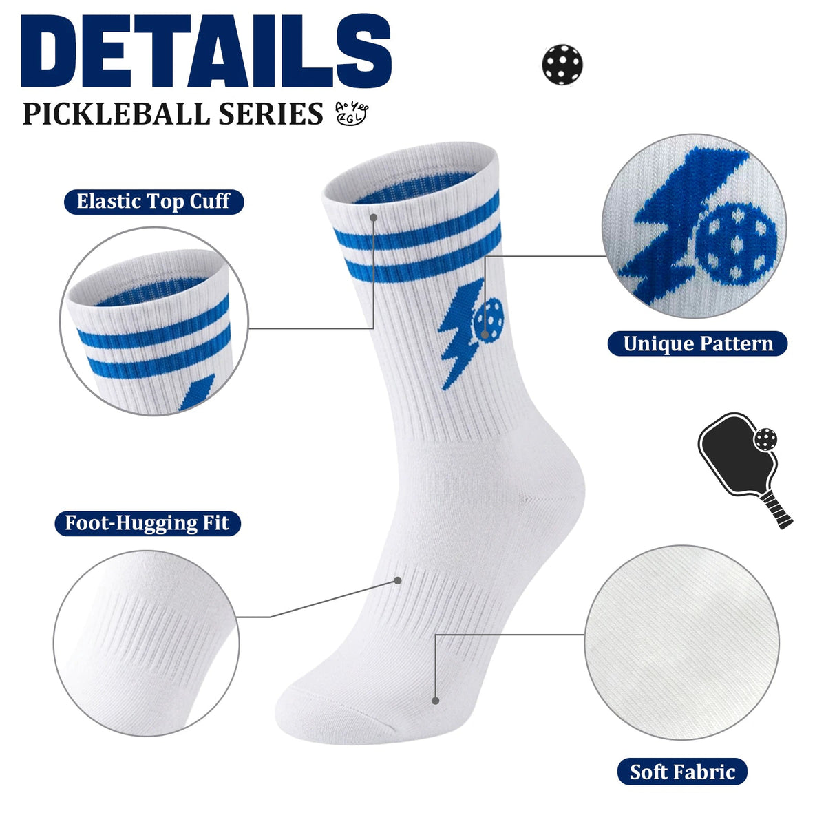 3 Pairs Pickleball Athletic Socks,Women's Sports Ankle Socks,Gifts for Pickleball Lovers and Women - Pink Racket+Blue+Green