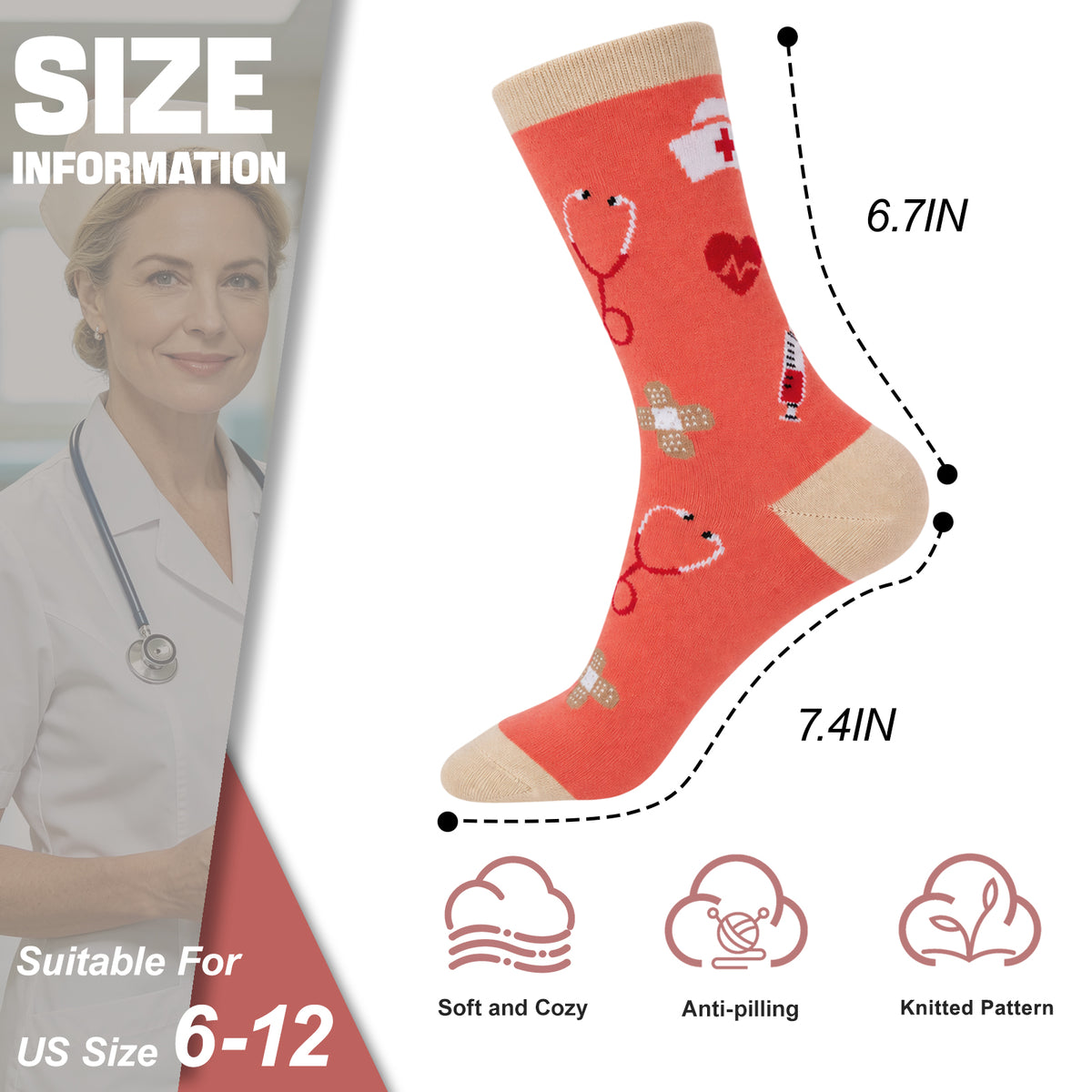 Funny Nurse Appreciation Socks – 4 Gift Designs, Unisex Size 6–12