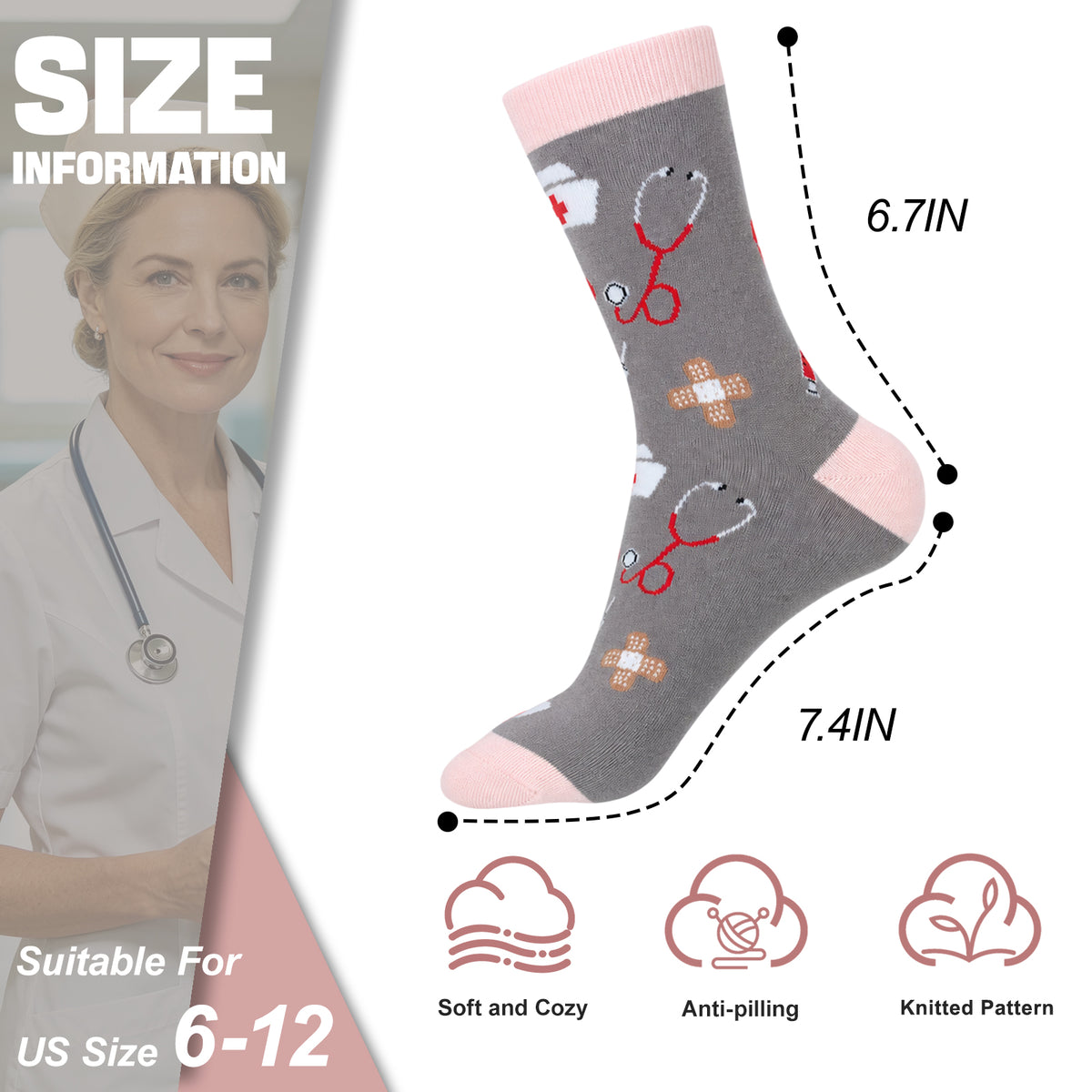 Funny Nurse Appreciation Socks – 4 Gift Designs, Unisex Size 6–12