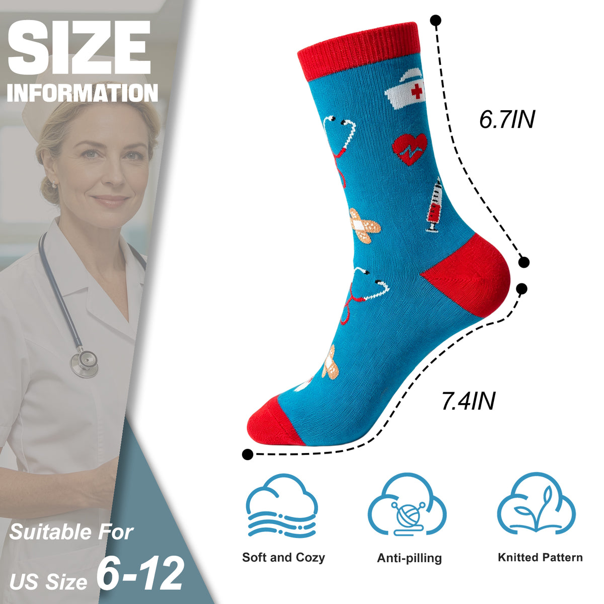 Funny Nurse Appreciation Socks – 4 Gift Designs, Unisex Size 6–12
