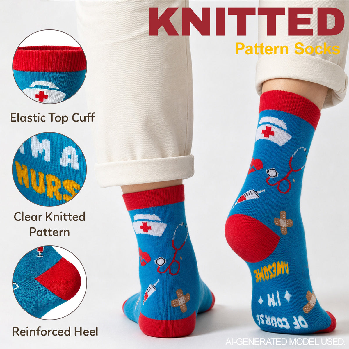 Funny Nurse Appreciation Socks – 4 Gift Designs, Unisex Size 6–12