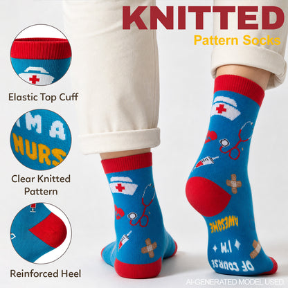 Funny Nurse Appreciation Socks – 4 Gift Designs, Unisex Size 6–12