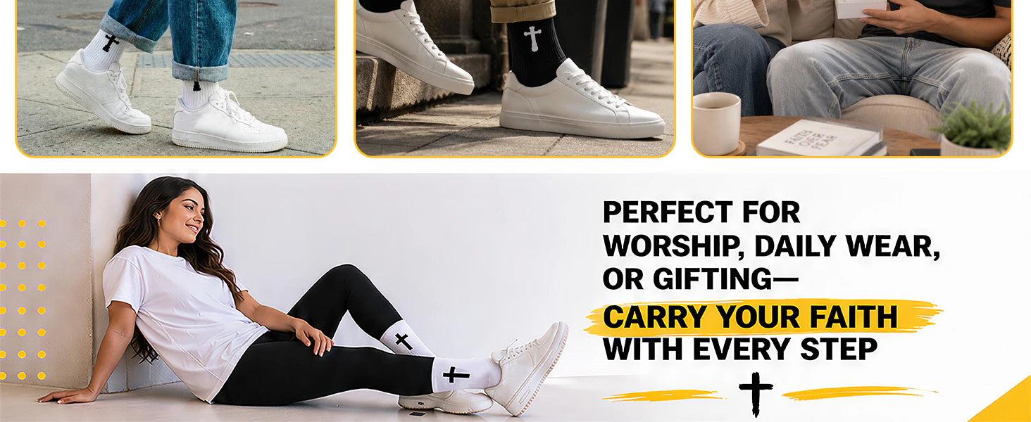 Ao Yee ZGL 24 Pairs Cross Prayer Crew Socks,Christians Socks for Men details 3