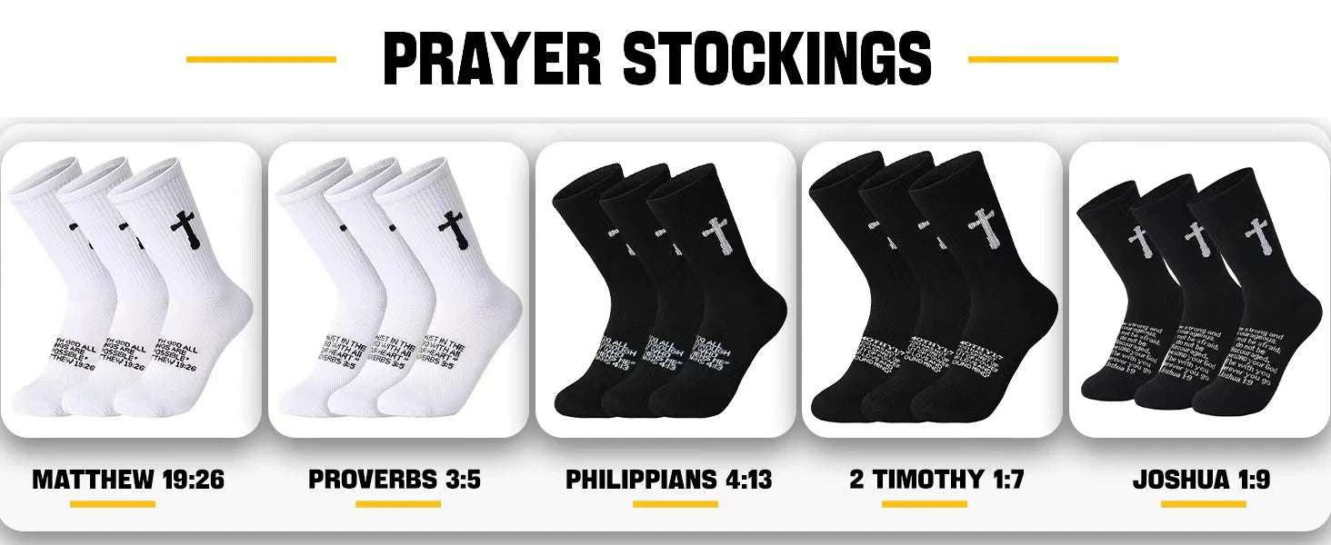 Ao Yee ZGL 24 Pairs Cross Prayer Crew Socks,Christians Socks for Men details 5
