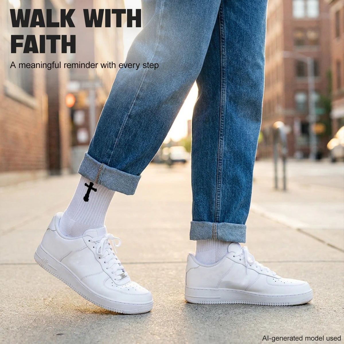 Ao Yee ZGL 24 Pairs Cross Prayer Crew Socks,Christians Socks for Men - Joshua 1:9 - White
