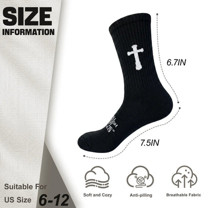 Ao Yee ZGL 24 Pairs Cross Prayer Crew Socks,Christians Socks for Men - Philippians 4:13 - Black
