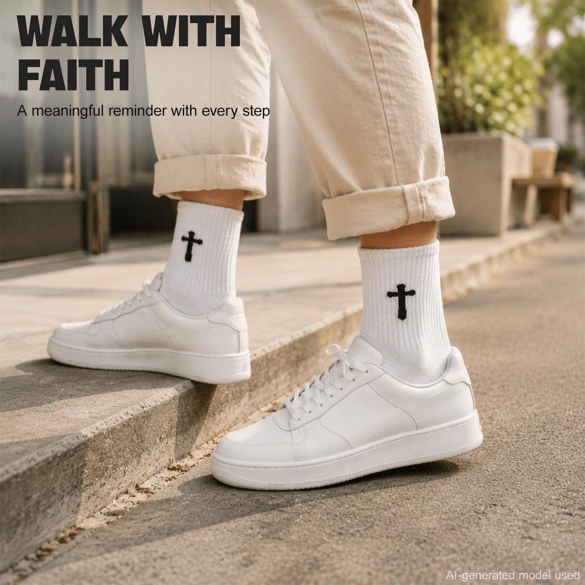 Ao Yee ZGL 24 Pairs Cross Prayer Crew Socks,Christians Socks for Men -  Proverbs 3:5 - White