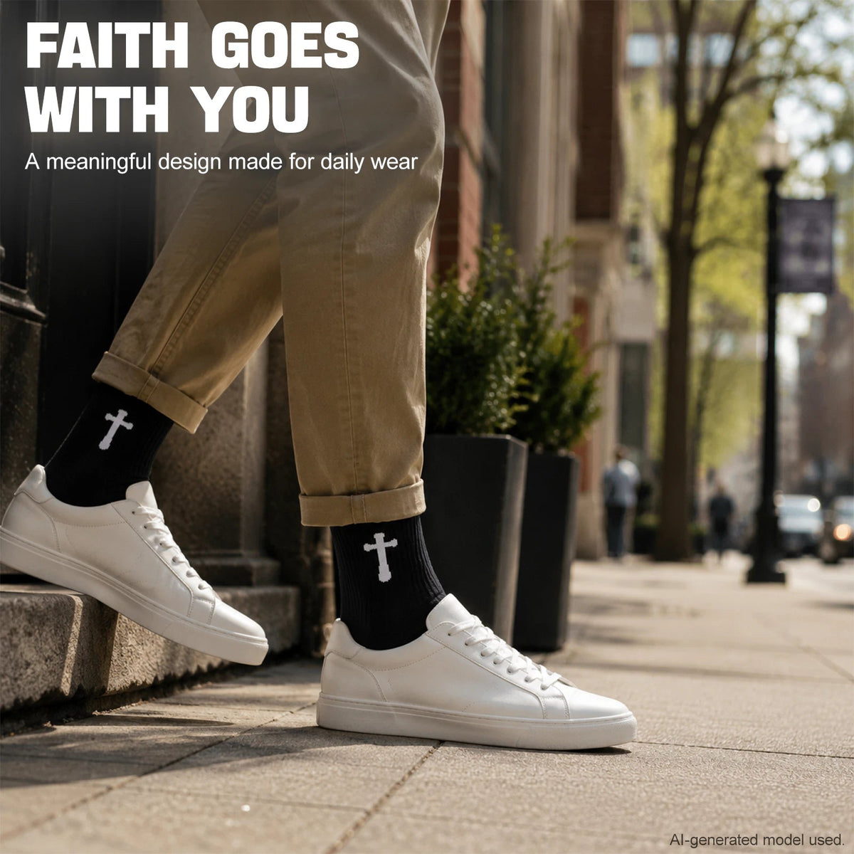 Ao Yee ZGL 24 Pairs Cross Prayer Crew Socks,Christians Socks for Men -  Proverbs 3:5 - Black