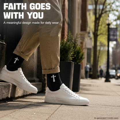 Ao Yee ZGL 24 Pairs Cross Prayer Crew Socks,Christians Socks for Men -  Proverbs 3:5 - Black