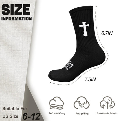 Ao Yee ZGL 24 Pairs Cross Prayer Crew Socks,Christians Socks for Men -  Proverbs 3:5 - Black