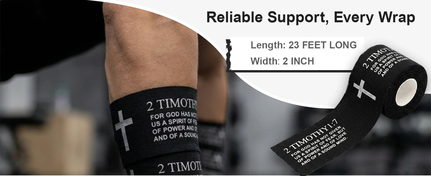 Ao Yee ZGL 2pcs Cross Christian Sports Tape,2" X 23ft Cotton Wristbands details 2
