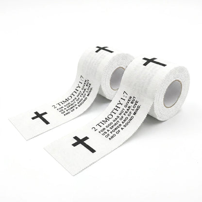 Ao Yee ZGL 2pcs Cross Christian Sports Tape,2" X 23ft Cotton Wristbands - White