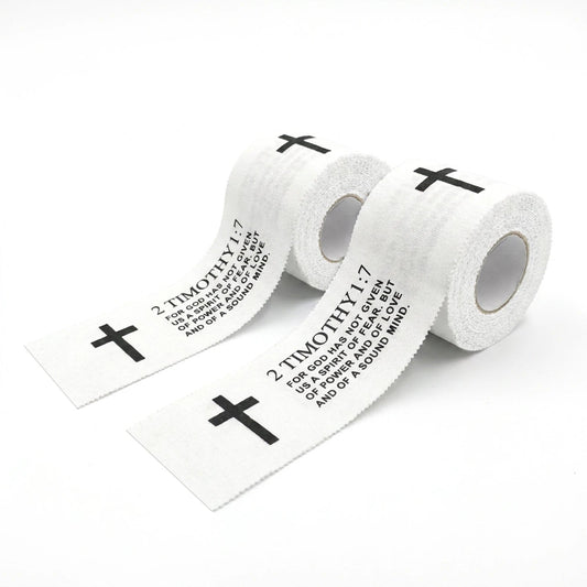 Ao Yee ZGL 2pcs Cross Christian Sports Tape,2" X 23ft Cotton Wristbands - White