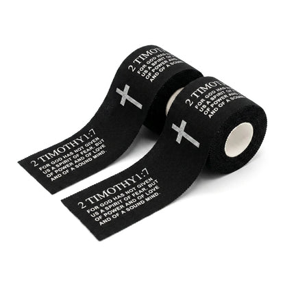Ao Yee ZGL 2pcs Cross Christian Sports Tape,2" X 23ft Cotton Wristbands - Black