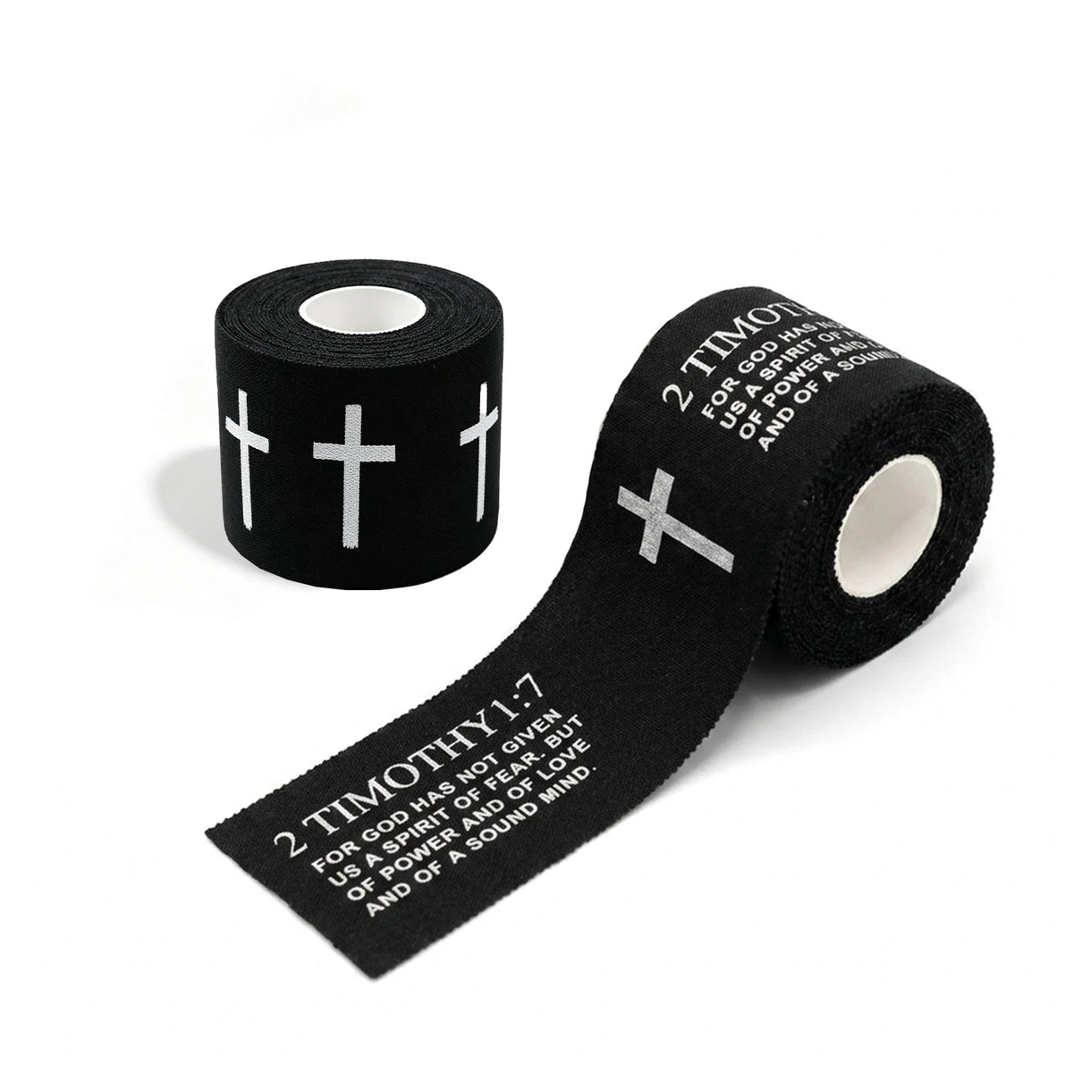 Ao Yee ZGL 2pcs Cross Christian Sports Tape,2" X 23ft Cotton Wristbands - Black