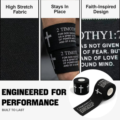 Ao Yee ZGL 2pcs Cross Christian Sports Tape,2" X 23ft Cotton Wristbands - Black