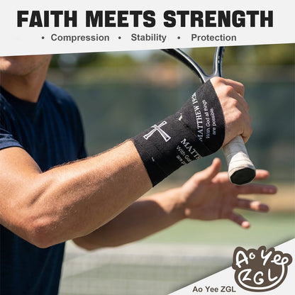 Ao Yee ZGL 2pcs Cross Christian Sports Tape,2" X 23ft Cotton Wristbands - Black