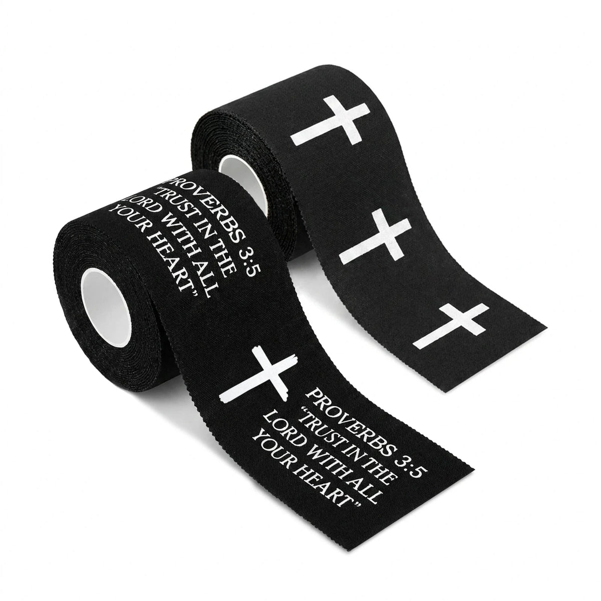 Ao Yee ZGL 2pcs Cross Christian Sports Tape,2" X 23ft Cotton Wristbands - Black
