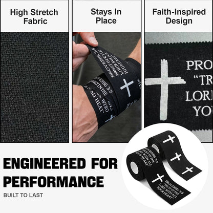 Ao Yee ZGL 2pcs Cross Christian Sports Tape,2" X 23ft Cotton Wristbands - Black