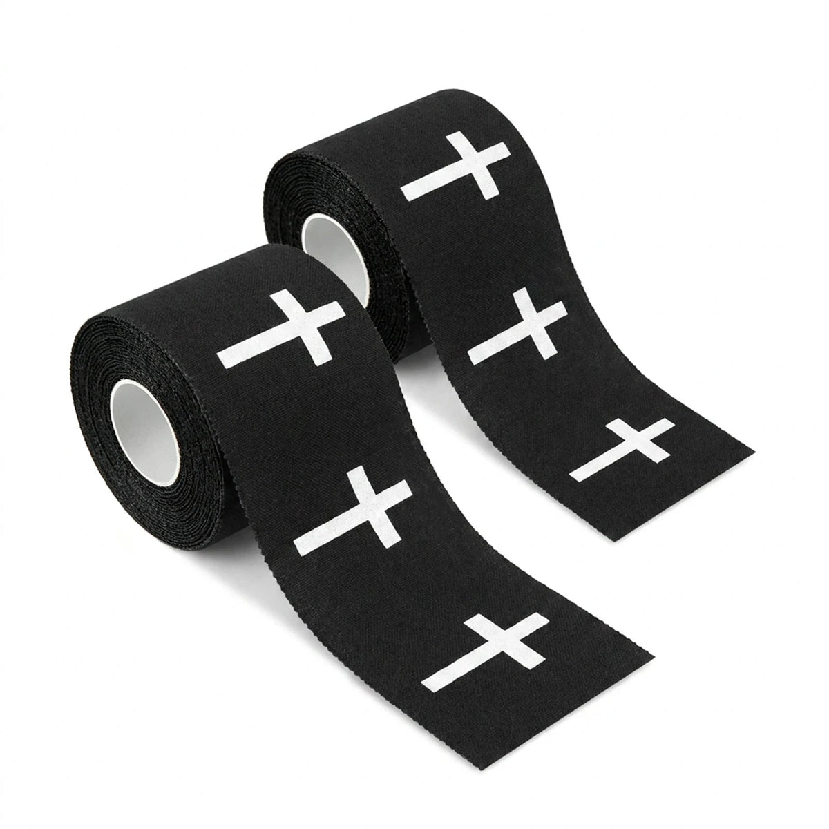Ao Yee ZGL 2pcs Cross Christian Sports Tape,2" X 23ft Cotton Wristbands - Black