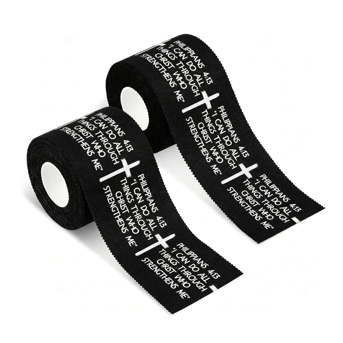 Ao Yee ZGL 2pcs Cross Christian Sports Tape,2" X 23ft Cotton Wristbands - Black