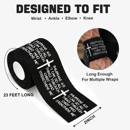 Ao Yee ZGL 2pcs Cross Christian Sports Tape,2" X 23ft Cotton Wristbands - Black