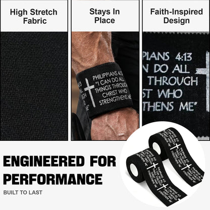 Ao Yee ZGL 2pcs Cross Christian Sports Tape,2" X 23ft Cotton Wristbands - Black