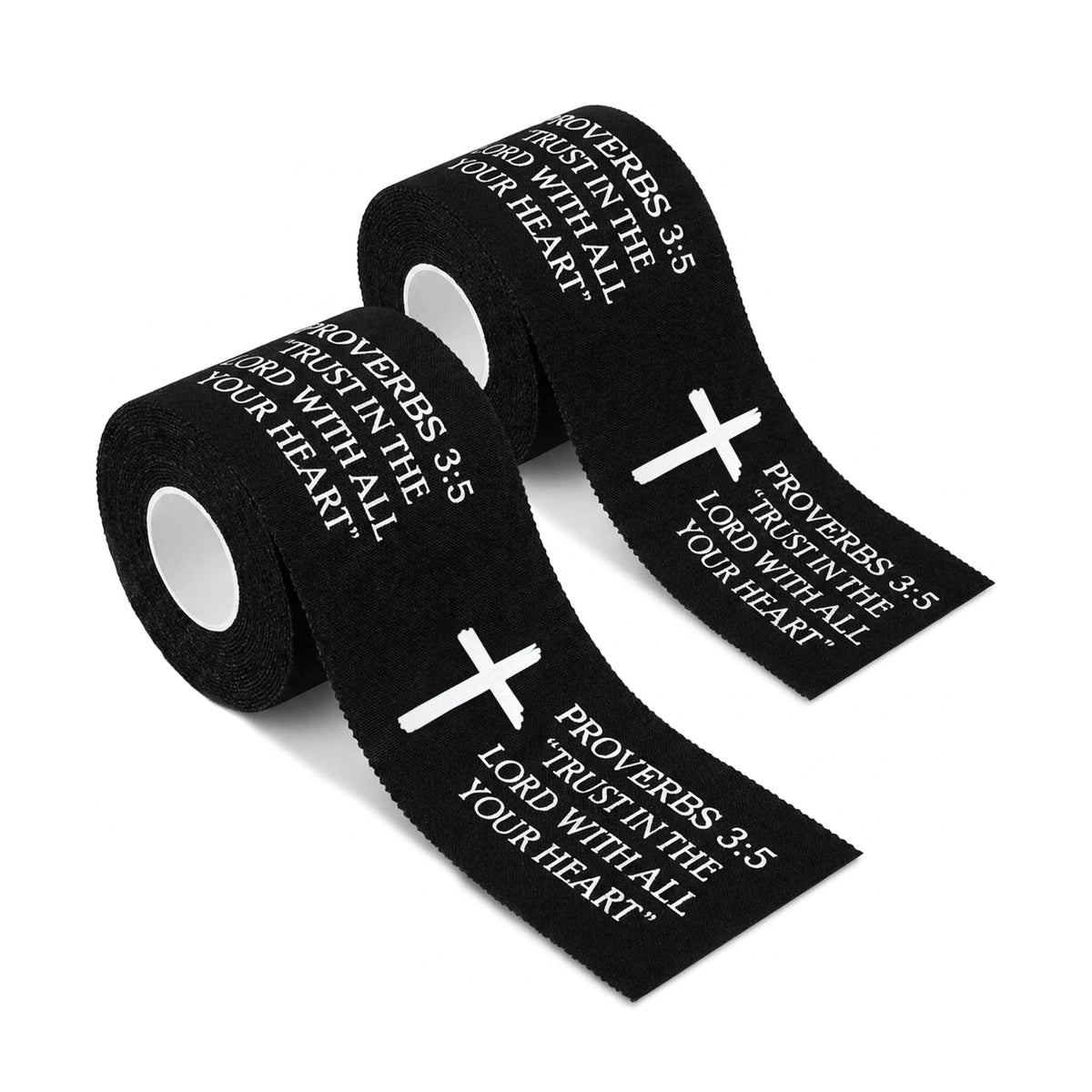 Ao Yee ZGL 2pcs Cross Christian Sports Tape,2" X 23ft Cotton Wristbands - Black