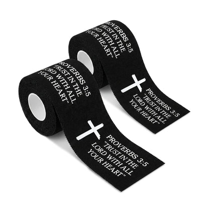 Ao Yee ZGL 2pcs Cross Christian Sports Tape,2" X 23ft Cotton Wristbands - Black