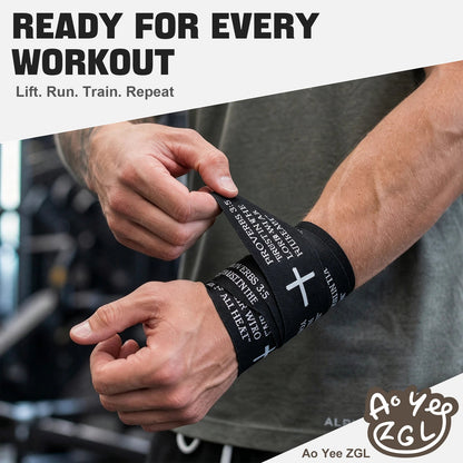 Ao Yee ZGL 2pcs Cross Christian Sports Tape,2" X 23ft Cotton Wristbands - Black