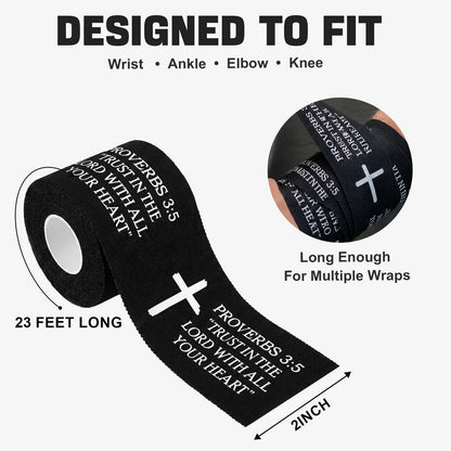 Ao Yee ZGL 2pcs Cross Christian Sports Tape,2" X 23ft Cotton Wristbands - Black