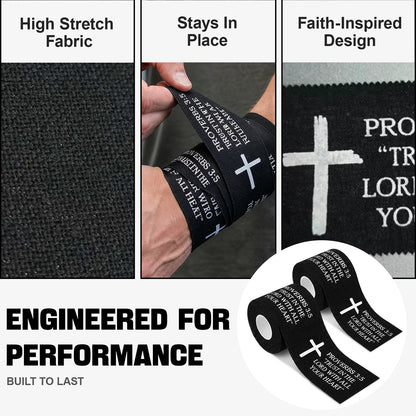 Ao Yee ZGL 2pcs Cross Christian Sports Tape,2" X 23ft Cotton Wristbands - Black